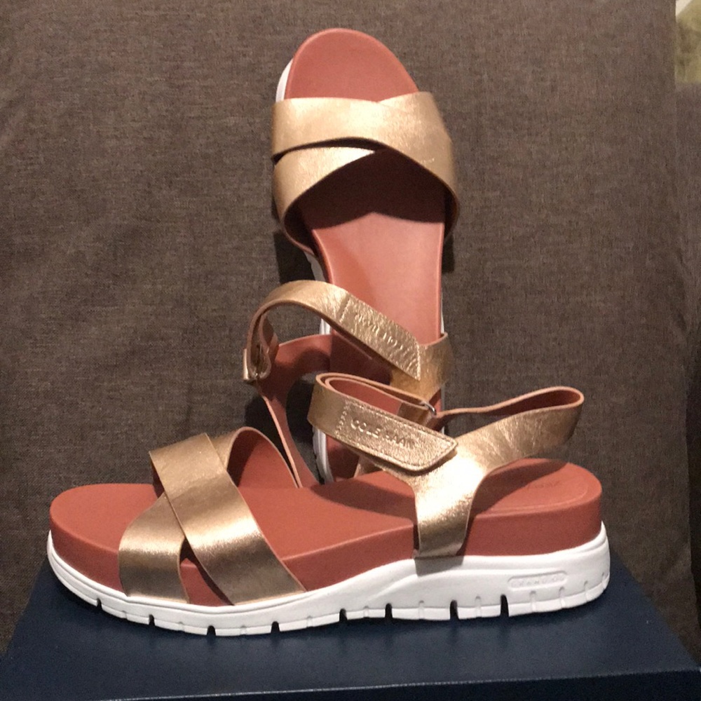 Cole Haan ZeroGrand Sandals- Gold/Brown